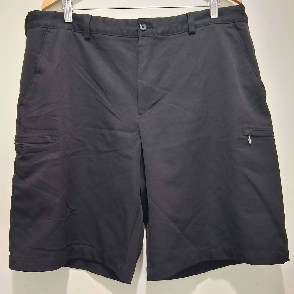 IZOD Golf Classic Mens Black Performance Shorts Size 38 Zipper Pockets